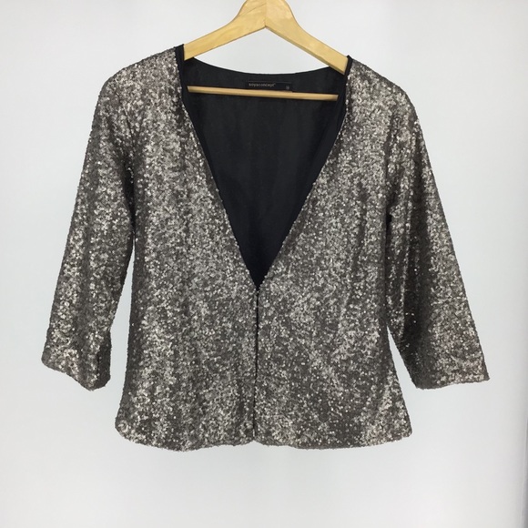 Soya Concept Gold Sequin 3/4 Sleeve Blazer, 38 - Picture 8 of 16